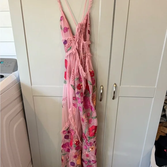 For Love And Lemons Pink Floral Mesh Backless Dress **MISSING THE SLIP*** - Picture 8 of 13